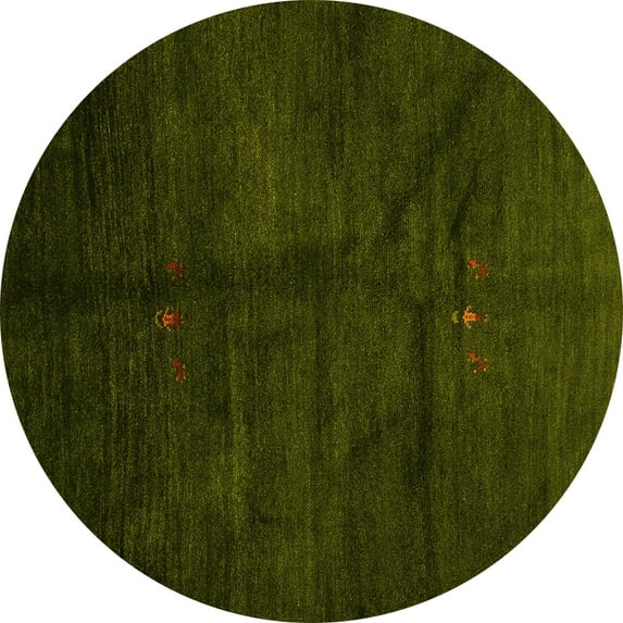 Ahgly Company Machine Washable Indoor Round Abstract Yellow Contemporary Area Rugs, 6' Round