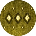thumbnail image 1 of Ahgly Company Machine Washable Indoor Round Abstract Yellow Contemporary Area Rugs, 6' Round, 1 of 4