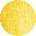 thumbnail image 1 of Ahgly Company Machine Washable Indoor Round Abstract Yellow Contemporary Area Rugs, 6' Round, 1 of 4
