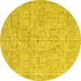 thumbnail image 1 of Ahgly Company Machine Washable Indoor Round Abstract Yellow Contemporary Area Rugs, 7' Round, 1 of 4