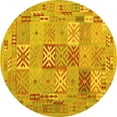 thumbnail image 1 of Ahgly Company Machine Washable Indoor Round Abstract Yellow Contemporary Area Rugs, 7' Round, 1 of 4