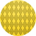 thumbnail image 1 of Ahgly Company Machine Washable Indoor Round Abstract Yellow Contemporary Area Rugs, 7' Round, 1 of 4