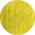 thumbnail image 1 of Ahgly Company Machine Washable Indoor Round Abstract Yellow Contemporary Area Rugs, 7' Round, 1 of 4