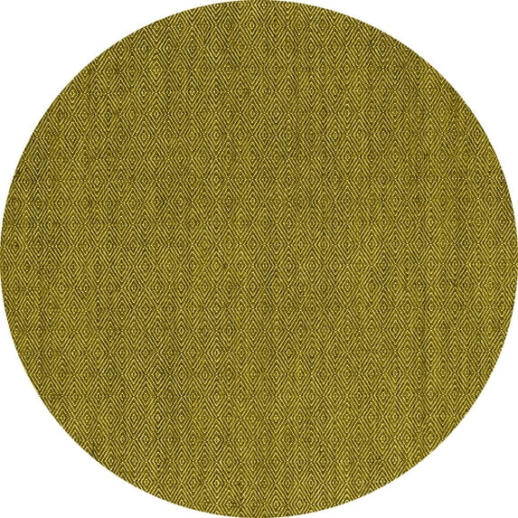 Ahgly Company Machine Washable Indoor Round Abstract Yellow Contemporary Area Rugs, 8' Round
