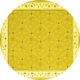 thumbnail image 1 of Ahgly Company Machine Washable Indoor Round Abstract Yellow Contemporary Area Rugs, 8' Round, 1 of 4