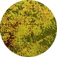 thumbnail image 1 of Ahgly Company Machine Washable Indoor Round Abstract Yellow Modern Area Rugs, 3' Round, 1 of 4
