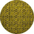thumbnail image 1 of Ahgly Company Machine Washable Indoor Round Abstract Yellow Modern Area Rugs, 3' Round, 1 of 4