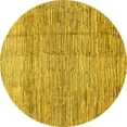 thumbnail image 1 of Ahgly Company Machine Washable Indoor Round Abstract Yellow Modern Area Rugs, 3' Round, 1 of 4