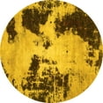 thumbnail image 1 of Ahgly Company Machine Washable Indoor Round Abstract Yellow Modern Area Rugs, 3' Round, 1 of 4