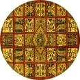 thumbnail image 1 of Ahgly Company Machine Washable Indoor Round Abstract Yellow Modern Area Rugs, 3' Round, 1 of 4