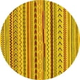 thumbnail image 1 of Ahgly Company Machine Washable Indoor Round Abstract Yellow Modern Area Rugs, 4' Round, 1 of 4