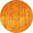 thumbnail image 1 of Ahgly Company Machine Washable Indoor Round Abstract Yellow Modern Area Rugs, 4' Round, 1 of 4
