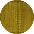 thumbnail image 1 of Ahgly Company Machine Washable Indoor Round Abstract Yellow Modern Area Rugs, 4' Round, 1 of 4