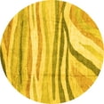 thumbnail image 1 of Ahgly Company Machine Washable Indoor Round Abstract Yellow Modern Area Rugs, 5' Round, 1 of 1