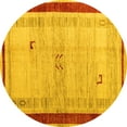 thumbnail image 1 of Ahgly Company Machine Washable Indoor Round Abstract Yellow Modern Area Rugs, 5' Round, 1 of 4