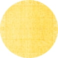 thumbnail image 1 of Ahgly Company Machine Washable Indoor Round Abstract Yellow Modern Area Rugs, 5' Round, 1 of 4