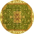thumbnail image 1 of Ahgly Company Machine Washable Indoor Round Abstract Yellow Modern Area Rugs, 5' Round, 1 of 4