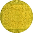 thumbnail image 1 of Ahgly Company Machine Washable Indoor Round Abstract Yellow Modern Area Rugs, 5' Round, 1 of 4