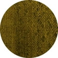 thumbnail image 1 of Ahgly Company Machine Washable Indoor Round Abstract Yellow Modern Area Rugs, 5' Round, 1 of 4