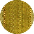 thumbnail image 1 of Ahgly Company Machine Washable Indoor Round Abstract Yellow Modern Area Rugs, 5' Round, 1 of 4