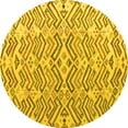 thumbnail image 1 of Ahgly Company Machine Washable Indoor Round Abstract Yellow Modern Area Rugs, 5' Round, 1 of 4