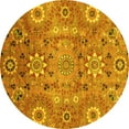 thumbnail image 1 of Ahgly Company Machine Washable Indoor Round Abstract Yellow Modern Area Rugs, 6' Round, 1 of 4