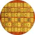 thumbnail image 1 of Ahgly Company Machine Washable Indoor Round Abstract Yellow Modern Area Rugs, 6' Round, 1 of 4