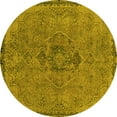 thumbnail image 1 of Ahgly Company Machine Washable Indoor Round Abstract Yellow Modern Area Rugs, 6' Round, 1 of 4