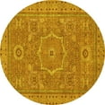 thumbnail image 1 of Ahgly Company Machine Washable Indoor Round Abstract Yellow Modern Area Rugs, 6' Round, 1 of 4