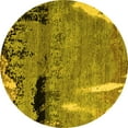thumbnail image 1 of Ahgly Company Machine Washable Indoor Round Abstract Yellow Modern Area Rugs, 6' Round, 1 of 4