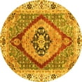 thumbnail image 1 of Ahgly Company Machine Washable Indoor Round Abstract Yellow Modern Area Rugs, 6' Round, 1 of 4