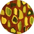 thumbnail image 1 of Ahgly Company Machine Washable Indoor Round Abstract Yellow Modern Area Rugs, 6' Round, 1 of 4