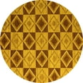 thumbnail image 1 of Ahgly Company Machine Washable Indoor Round Abstract Yellow Modern Area Rugs, 7' Round, 1 of 4
