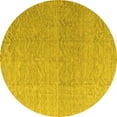 thumbnail image 1 of Ahgly Company Machine Washable Indoor Round Abstract Yellow Modern Area Rugs, 7' Round, 1 of 4