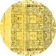 thumbnail image 1 of Ahgly Company Machine Washable Indoor Round Abstract Yellow Modern Area Rugs, 7' Round, 1 of 4