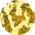 thumbnail image 1 of Ahgly Company Machine Washable Indoor Round Abstract Yellow Modern Area Rugs, 7' Round, 1 of 4