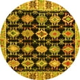 thumbnail image 1 of Ahgly Company Machine Washable Indoor Round Abstract Yellow Modern Area Rugs, 7' Round, 1 of 4