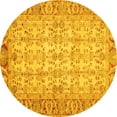 thumbnail image 1 of Ahgly Company Machine Washable Indoor Round Abstract Yellow Modern Area Rugs, 7' Round, 1 of 4