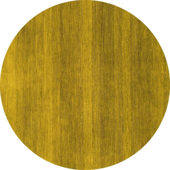 Ahgly Company Machine Washable Indoor Round Abstract Yellow Modern Area Rugs, 8' Round