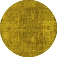 thumbnail image 1 of Ahgly Company Machine Washable Indoor Round Abstract Yellow Modern Area Rugs, 8' Round, 1 of 4