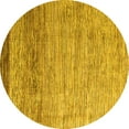 thumbnail image 1 of Ahgly Company Machine Washable Indoor Round Abstract Yellow Modern Area Rugs, 8' Round, 1 of 4
