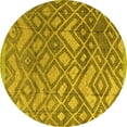 thumbnail image 1 of Ahgly Company Machine Washable Indoor Round Abstract Yellow Modern Area Rugs, 8' Round, 1 of 4