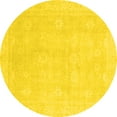 thumbnail image 1 of Ahgly Company Machine Washable Indoor Round Abstract Yellow Modern Area Rugs, 8' Round, 1 of 4
