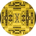 thumbnail image 1 of Ahgly Company Machine Washable Indoor Round Abstract Yellow Modern Area Rugs, 8' Round, 1 of 4