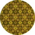 thumbnail image 1 of Ahgly Company Machine Washable Indoor Round Abstract Yellow Modern Area Rugs, 8' Round, 1 of 4
