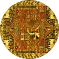 thumbnail image 1 of Ahgly Company Machine Washable Indoor Round Animal Yellow Traditional Area Rugs, 6' Round, 1 of 4