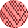 thumbnail image 1 of Ahgly Company Machine Washable Indoor Round Checkered Red Modern Area Rugs, 5' Round, 1 of 4