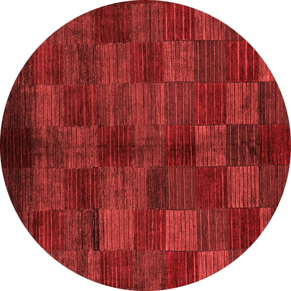 Ahgly Company Machine Washable Indoor Round Checkered Red Modern Area Rugs, 5' Round