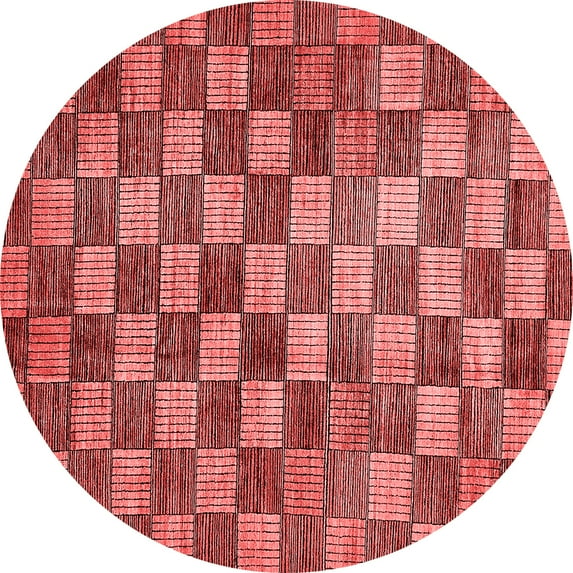 Ahgly Company Machine Washable Indoor Round Checkered Red Modern Area Rugs, 6' Round