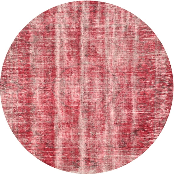 Ahgly Company Machine Washable Indoor Round Contemporary LightCoral Pink Area Rugs, 7' Round